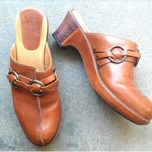 Frye Brown Leather Mules
